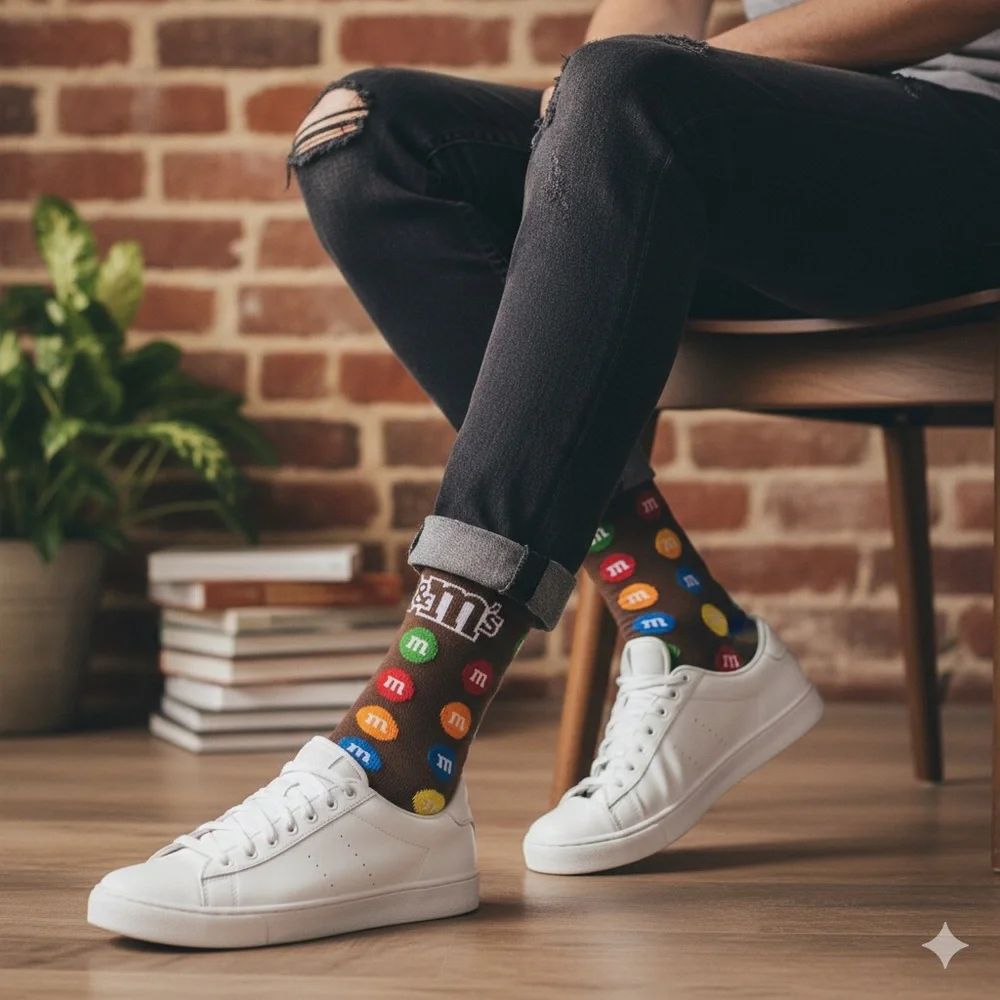 2 pack Skittles‎ and MMs Crew Socks Bundle Mens Shoe Size 6-12 Candy 2 pack NWT